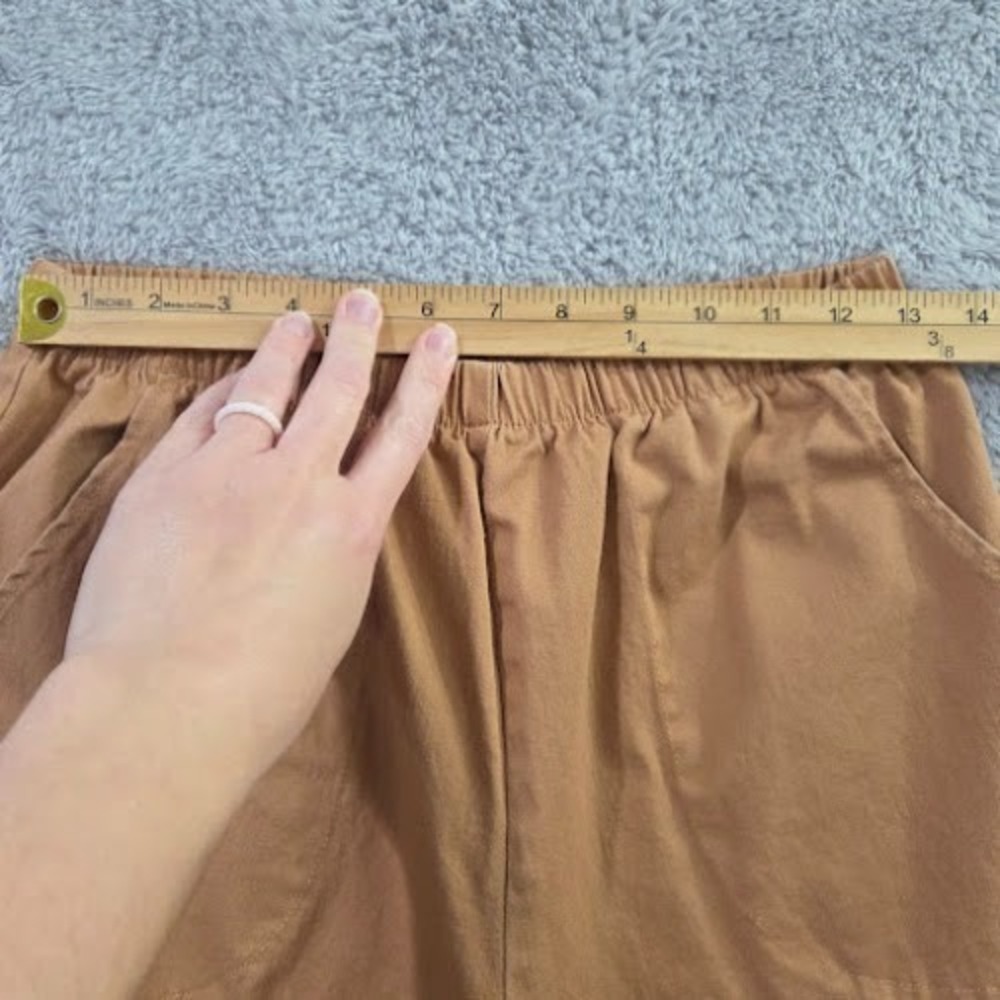 Denim & Co Cropped Pants Womens Medium Camel Elastic Waist Pull On Pockets Ankle - Picture 6 of 12
